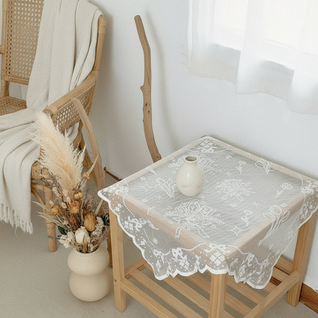 Nappes de table en dentelle blanche