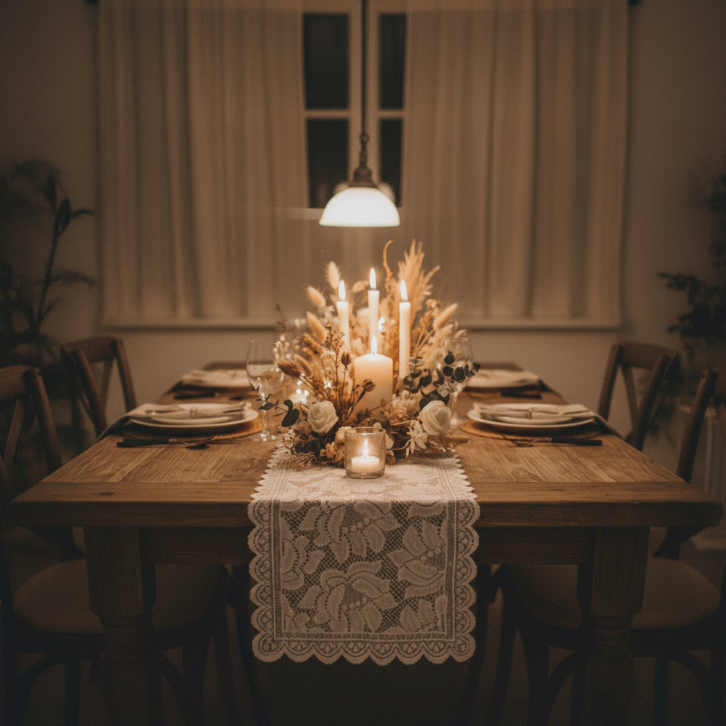 Nappes de table en dentelle blanche