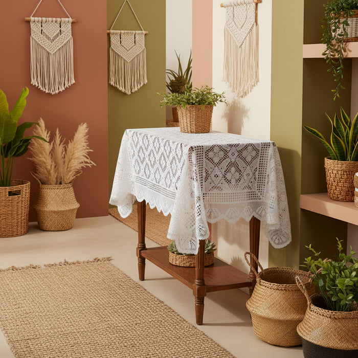 Nappes de table en dentelle blanche