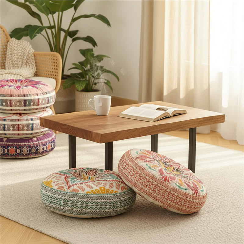 Coussin de sol rond bohème