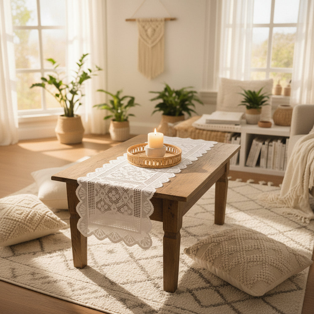 Nappes de table en dentelle blanche